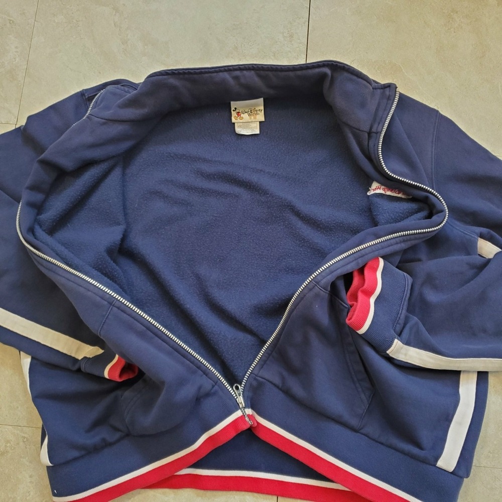 Vintage‎ Disney Sweatshirt XXL 2XL Kids Youth Sweater Full Zip Red White Blue - Picture 5 of 7